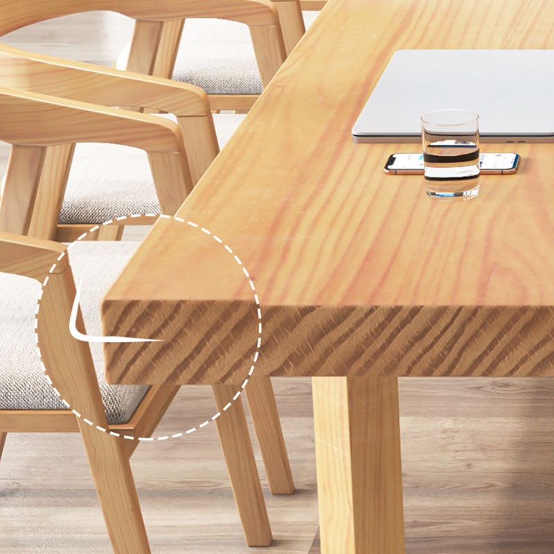 Contemporary Style Natural Office Desk Rectangular Shape Task Desk with 2 Legs Clearhalo 'furn' 'furn_office_desk' 'Furniture' 'Office Desks' 'Office Furniture' 'office_desk' 7535480
