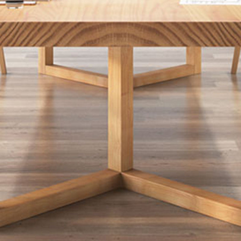 Contemporary Style Natural Office Desk Rectangular Shape Task Desk with 2 Legs Clearhalo 'furn' 'furn_office_desk' 'Furniture' 'Office Desks' 'Office Furniture' 'office_desk' 7535482
