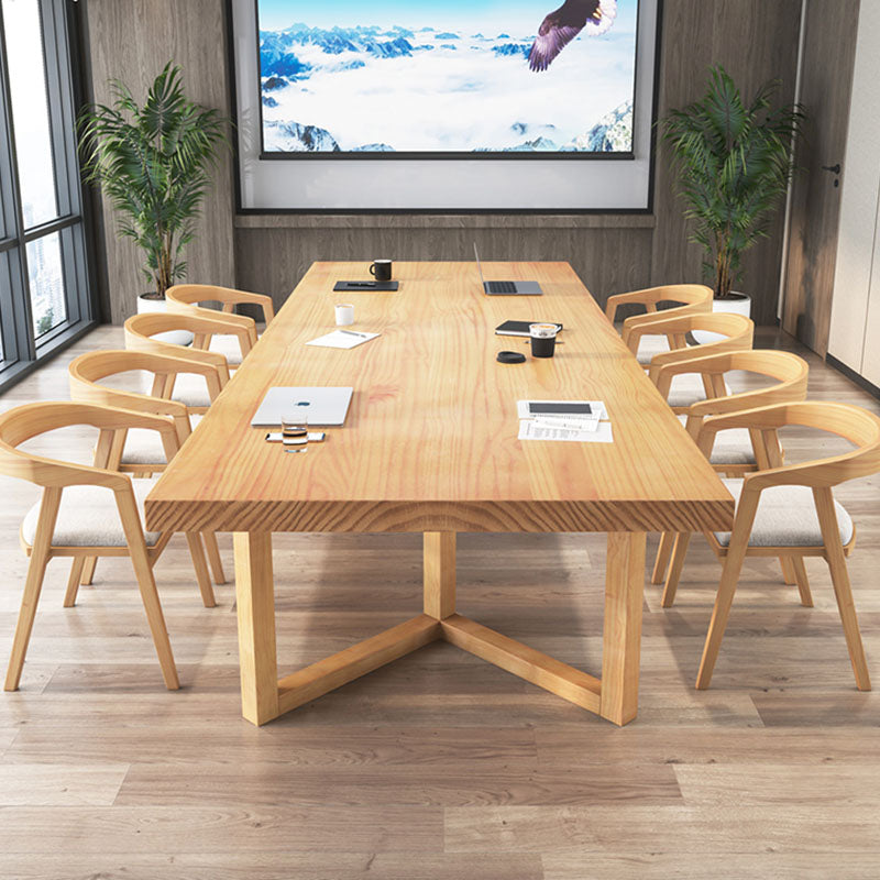 Contemporary Style Natural Office Desk Rectangular Shape Task Desk with 2 Legs Clearhalo 'furn' 'furn_office_desk' 'Furniture' 'Office Desks' 'Office Furniture' 'office_desk' 7535483