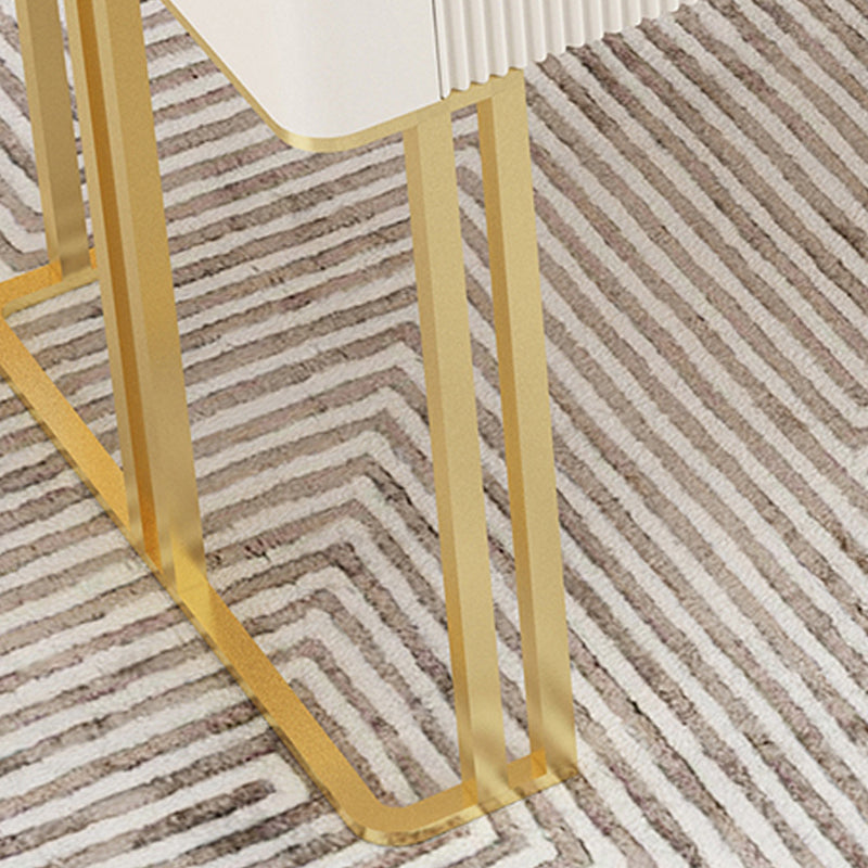 Descripción de la oficina de piedra contemporánea Descripción de tareas de forma rectangular con 2 patas en blanco y oro