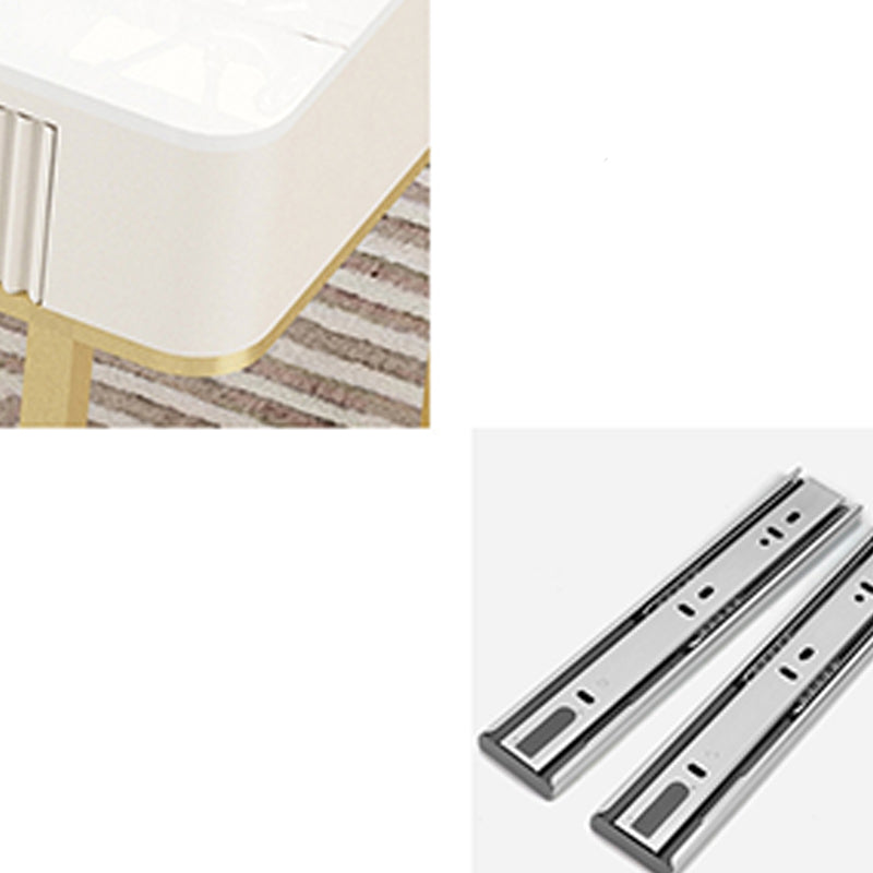 Descripción de la oficina de piedra contemporánea Descripción de tareas de forma rectangular con 2 patas en blanco y oro