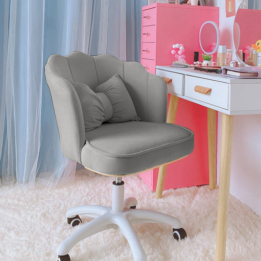 Modern Armless Office Chair Leather Adjustable Seat Height Slide Chair Light Gray 1 Piece