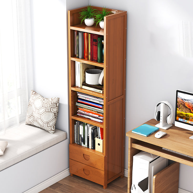 Closed Back Bamboo Bookshelf Contemporary Vertical Bookcase for Home Clearhalo 'Bookcases' 'furn' 'furn_bookcases' 'Furniture' 'Office Furniture' 7536029