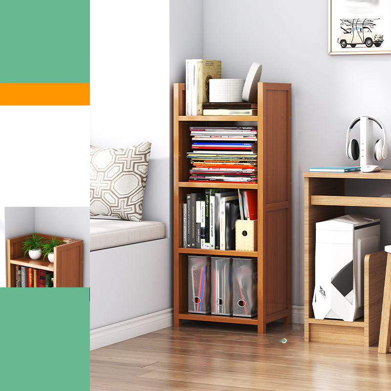 Closed Back Bamboo Bookshelf Contemporary Vertical Bookcase for Home 15.7"L x 11.4"W x 43.7"H Drawer Not Included Clearhalo 'Bookcases' 'furn' 'furn_bookcases' 'Furniture' 'Office Furniture' 7536035