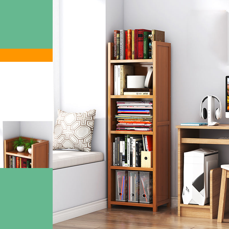 Closed Back Bamboo Bookshelf Contemporary Vertical Bookcase for Home 15.7"L x 11.4"W x 55.1"H Drawer Not Included Clearhalo 'Bookcases' 'furn' 'furn_bookcases' 'Furniture' 'Office Furniture' 7536039