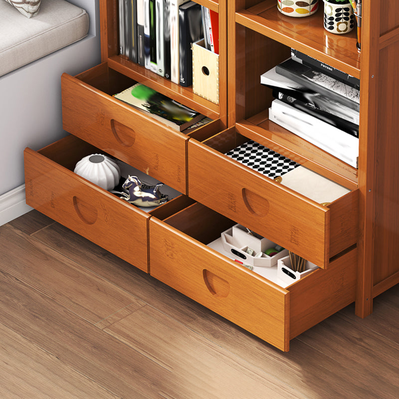 Closed Back Bamboo Bookshelf Contemporary Vertical Bookcase for Home Clearhalo 'Bookcases' 'furn' 'furn_bookcases' 'Furniture' 'Office Furniture' 7536042