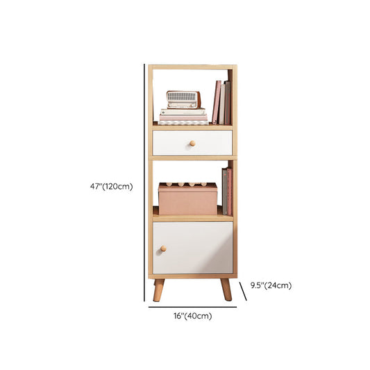 Engineered Wood Bookcase Standard Contemporary Bookshelf with Drawers