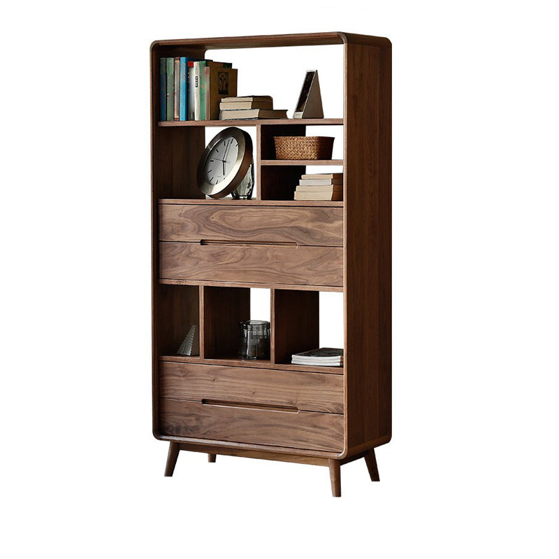 Bibliothèque d'intérieur de style moderne, bibliothèque standard en bois massif avec étagères