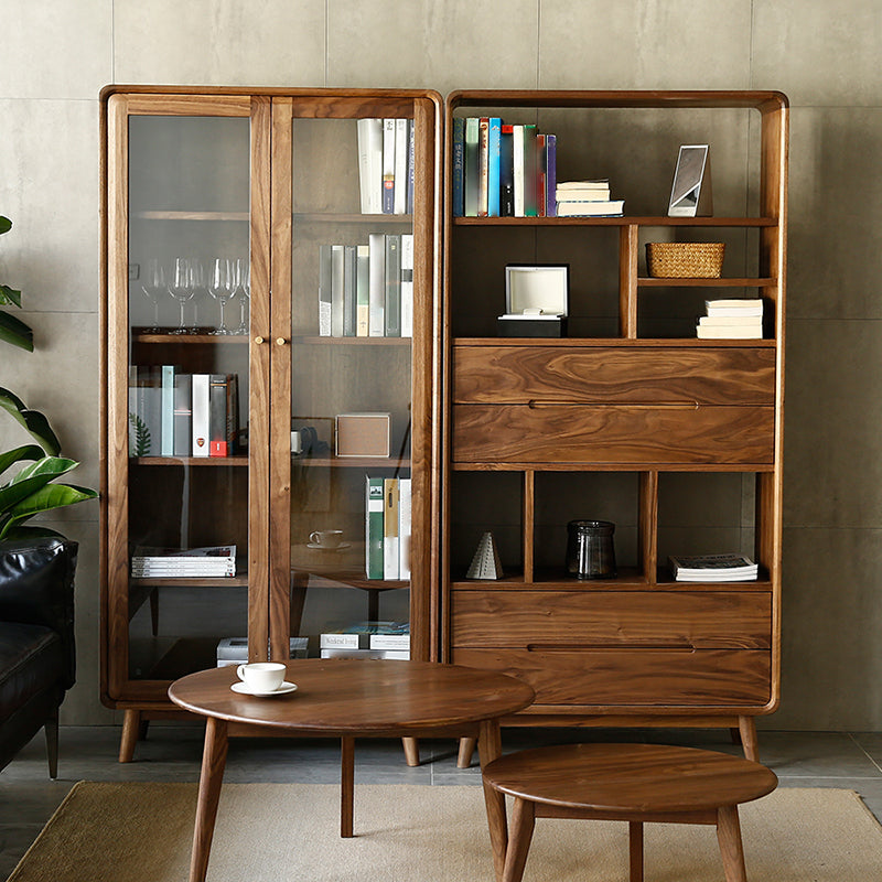 Bibliothèque d'intérieur de style moderne, bibliothèque standard en bois massif avec étagères