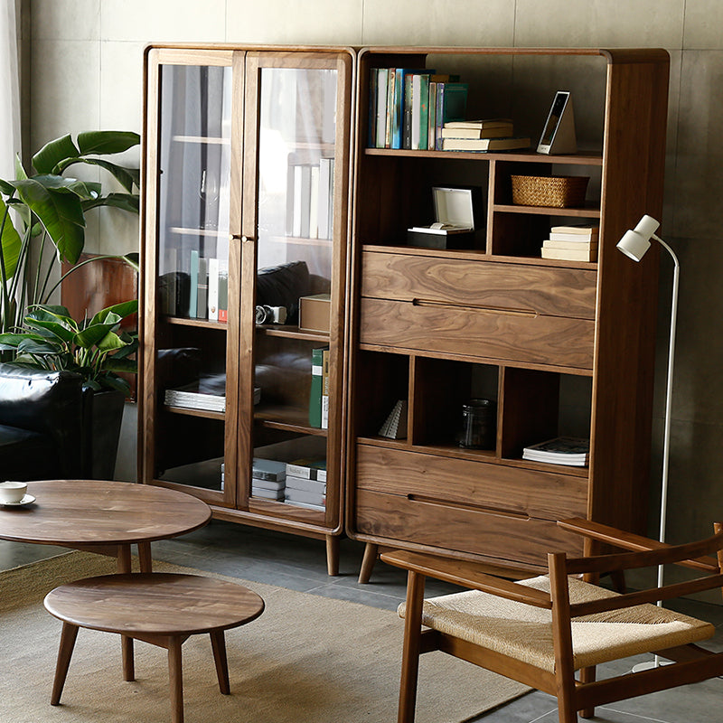 Bibliothèque d'intérieur de style moderne, bibliothèque standard en bois massif avec étagères