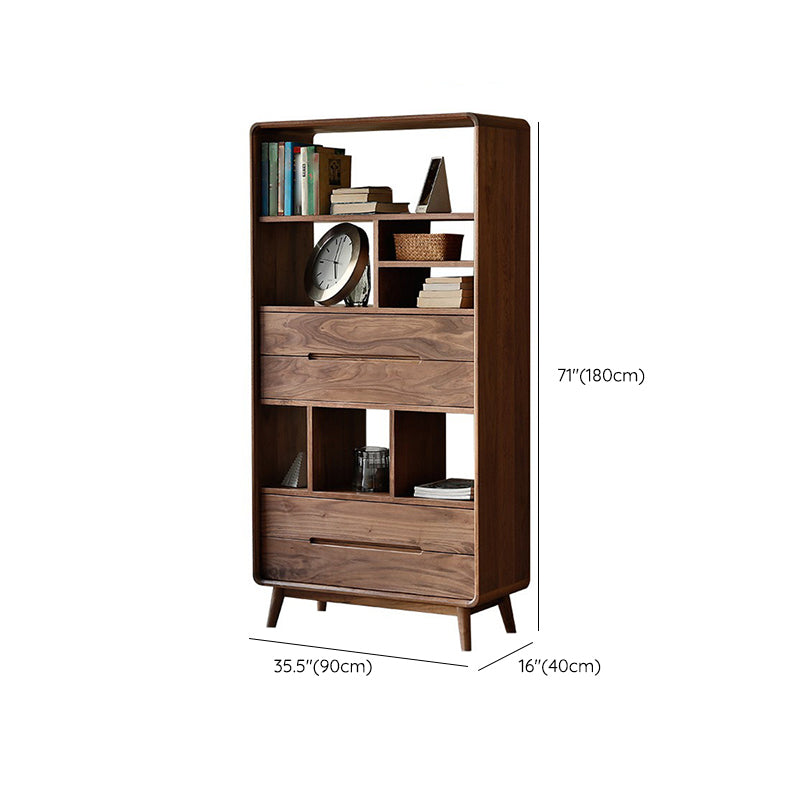 Bibliothèque d'intérieur de style moderne, bibliothèque standard en bois massif avec étagères