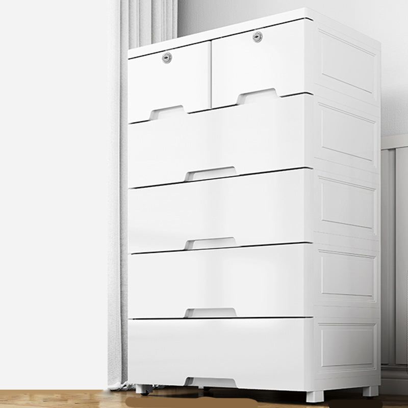 Rectangular Plastic Wardrobe Teen Style Simple White Bedroom Storage Cabinet