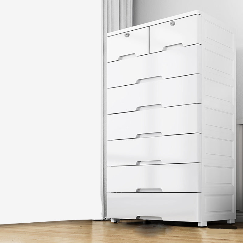 Rectangular Plastic Wardrobe Teen Style Simple White Bedroom Storage Cabinet