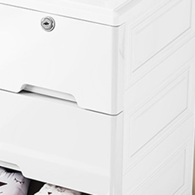 Rectangular Plastic Wardrobe Teen Style Simple White Bedroom Storage Cabinet