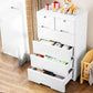 Rectangular Plastic Wardrobe Teen Style Simple White Bedroom Storage Cabinet