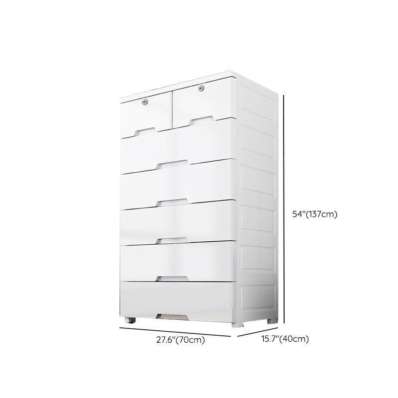 Rectangular Plastic Wardrobe Teen Style Simple White Bedroom Storage Cabinet