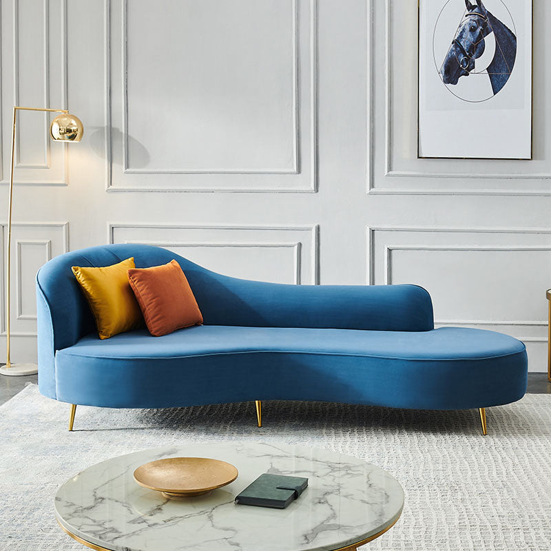 Glam Chaise Lounge Couch Rolled Arm Chaise Lounge for Bedroom Peacock Blue Clearhalo 'Chairs & Seating' 'Chaise Lounge' 'chaise_lounge' 'furn' 'furn_chaise_lounge' 'Furniture' 'Living Room Furniture' 7536488