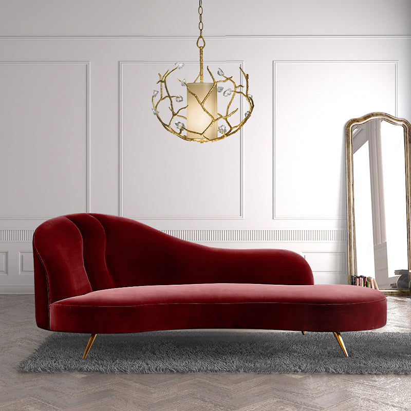 Glam Chaise Lounge Couch Rolled Arm Chaise Lounge for Bedroom Claret Clearhalo 'Chairs & Seating' 'Chaise Lounge' 'chaise_lounge' 'furn' 'furn_chaise_lounge' 'Furniture' 'Living Room Furniture' 7536492