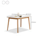 Mesa de comedor rectangular de piedra moderna con patas de madera para comedor