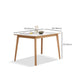 Mesa de comedor rectangular de piedra moderna con patas de madera para comedor