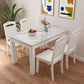 White Rectangle Dining Site Table Marble Dining Room Collection with 4-foot