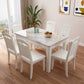 White Rectangle Dining Site Table Marble Dining Room Collection with 4-foot