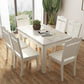 White Rectangle Dining Site Table Marble Dining Room Collection with 4-foot