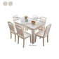 White Rectangle Dining Site Table Marble Dining Room Collection with 4-foot