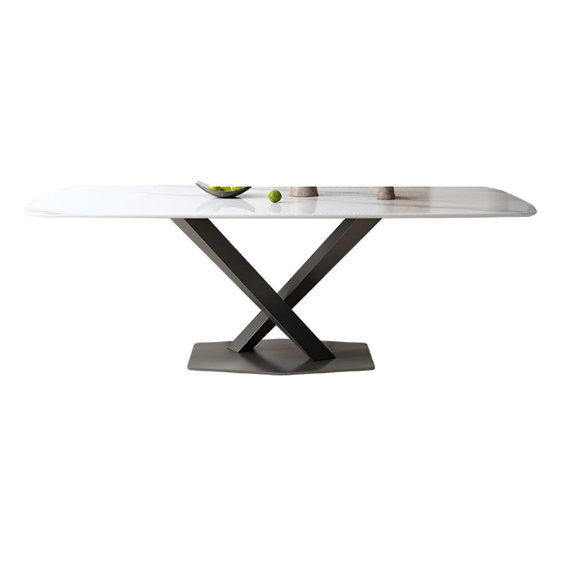 Table de dîner blanche et noire Table de cuisine de salle à manger rectangulaire