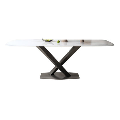 Table de dîner blanche et noire Table de cuisine de salle à manger rectangulaire