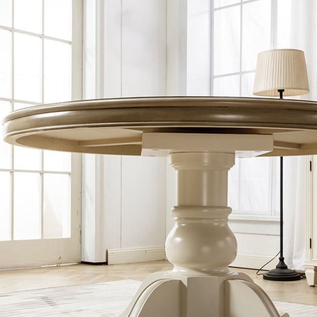 Mesa de comedor redonda de madera maciza Mesa de cocina contemporánea para comedor