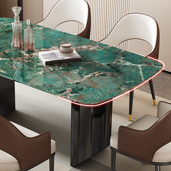 Mesa de comedor con pedestal doble, mesa de comedor rectangular para cocina