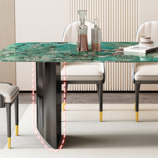 Mesa de comedor con pedestal doble, mesa de comedor rectangular para cocina