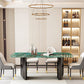 Mesa de comedor con pedestal doble, mesa de comedor rectangular para cocina
