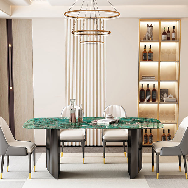 Mesa de comedor con pedestal doble, mesa de comedor rectangular para cocina