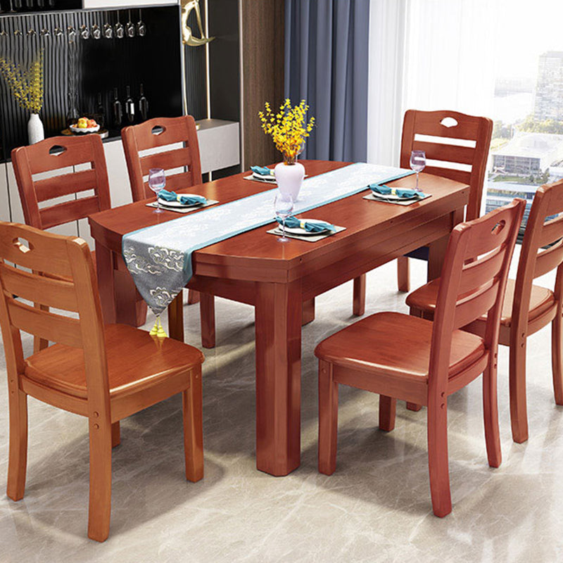 Drop-Leaf Dining Table Contemporary 4 Legs Dining Room Table Brown Without Chairs Clearhalo 'Dining Tables & Seating' 'Dining Tables' 'dining_table' 'furn' 'furn_dining_table' 'Furniture' 'Kitchen & Dining Furniture' 7536650