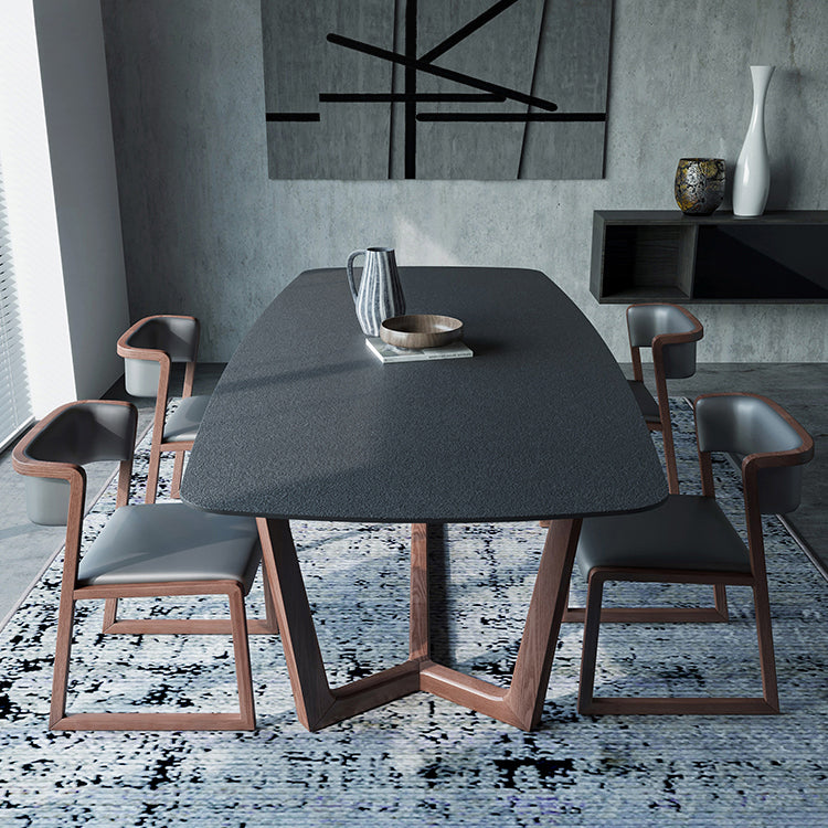 Modern Rectangle Stone Dining Table Ash Wood Base for Dining Room Clearhalo 'Dining Tables & Seating' 'Dining Tables' 'dining_table' 'furn' 'furn_dining_table' 'Furniture' 'Kitchen & Dining Furniture' 7536689