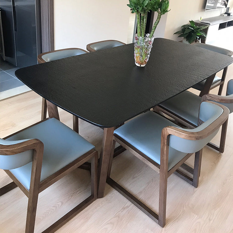 Modern Rectangle Stone Dining Table Ash Wood Base for Dining Room Clearhalo 'Dining Tables & Seating' 'Dining Tables' 'dining_table' 'furn' 'furn_dining_table' 'Furniture' 'Kitchen & Dining Furniture' 7536691