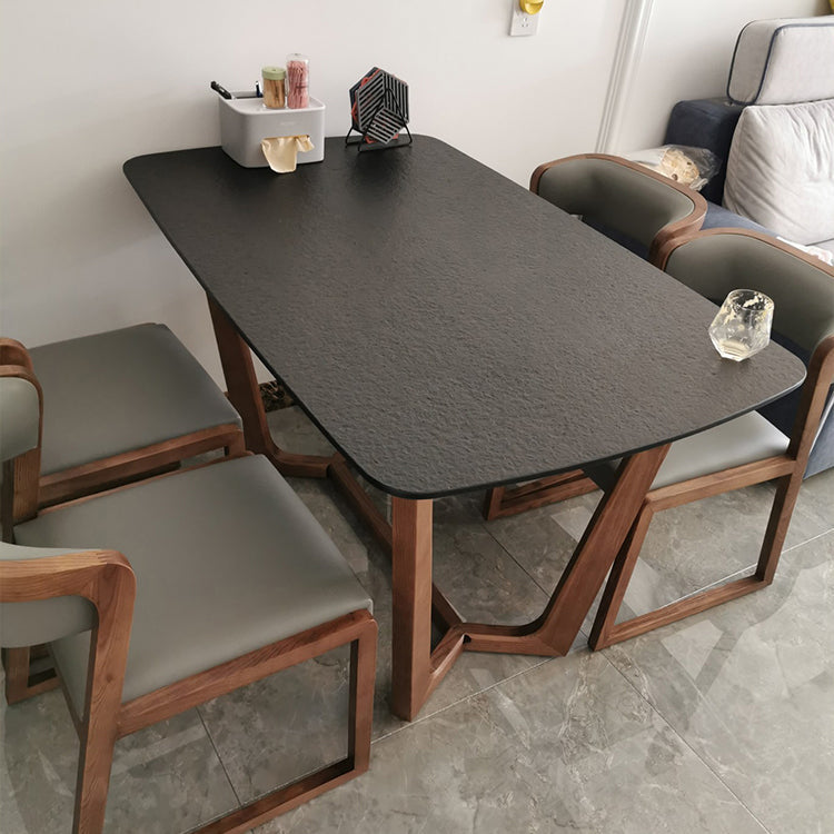 Modern Rectangle Stone Dining Table Ash Wood Base for Dining Room Clearhalo 'Dining Tables & Seating' 'Dining Tables' 'dining_table' 'furn' 'furn_dining_table' 'Furniture' 'Kitchen & Dining Furniture' 7536692