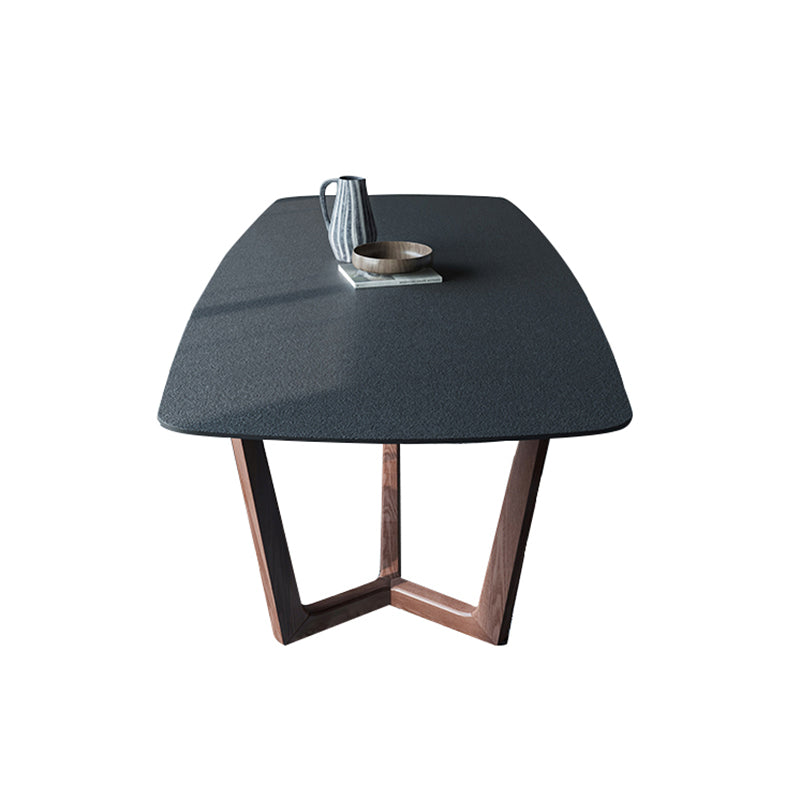 Modern Rectangle Stone Dining Table Ash Wood Base for Dining Room Without Chairs Clearhalo 'Dining Tables & Seating' 'Dining Tables' 'dining_table' 'furn' 'furn_dining_table' 'Furniture' 'Kitchen & Dining Furniture' 7536693