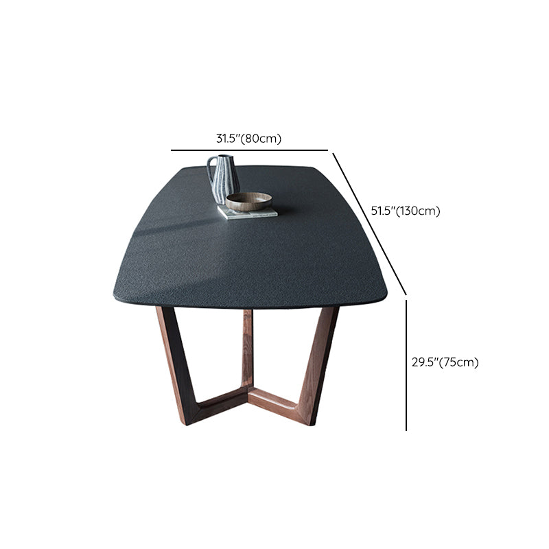 Modern Rectangle Stone Dining Table Ash Wood Base for Dining Room Clearhalo 'Dining Tables & Seating' 'Dining Tables' 'dining_table' 'furn' 'furn_dining_table' 'Furniture' 'Kitchen & Dining Furniture' 7536699