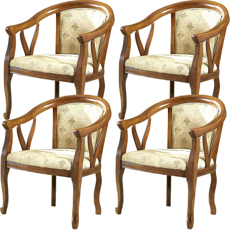 Modern Simple Arm Chair Wooden Frame Arm Dining Chair for Dining Room Brown 4 Piece Set Clearhalo 'Dining Chairs' 'Dining Tables & Seating' 'dining_chair' 'furn' 'furn_dining_chair' 'Furniture' 'Kitchen & Dining Furniture' 7536834