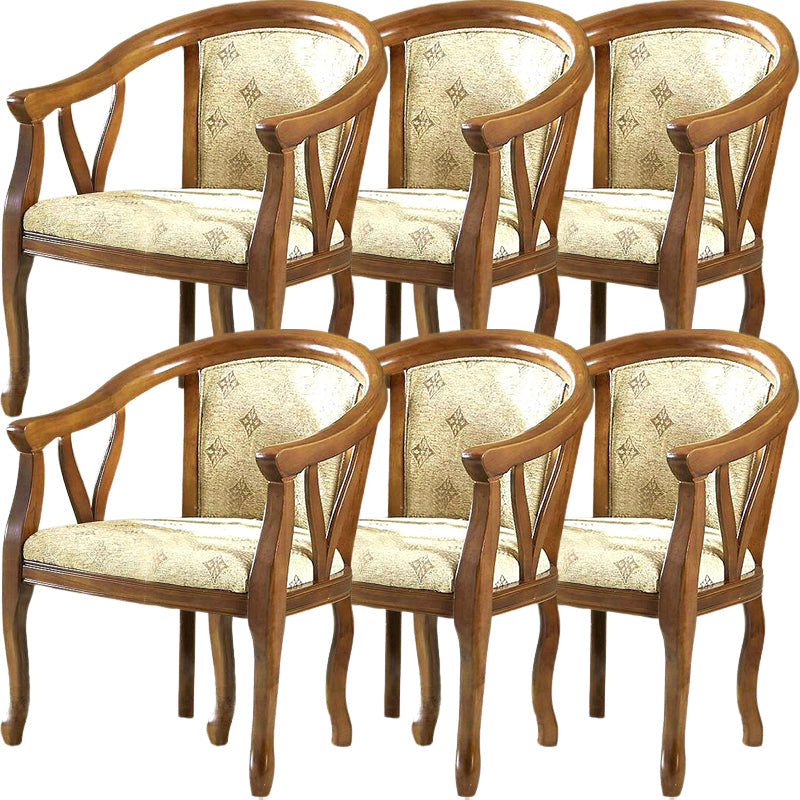 Modern Simple Arm Chair Wooden Frame Arm Dining Chair for Dining Room Brown 6 Piece Set Clearhalo 'Dining Chairs' 'Dining Tables & Seating' 'dining_chair' 'furn' 'furn_dining_chair' 'Furniture' 'Kitchen & Dining Furniture' 7536836