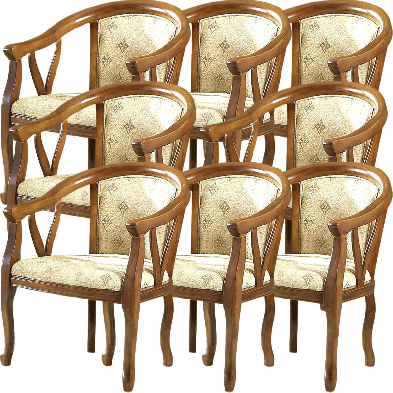 Modern Simple Arm Chair Wooden Frame Arm Dining Chair for Dining Room Brown 8 Piece Set Clearhalo 'Dining Chairs' 'Dining Tables & Seating' 'dining_chair' 'furn' 'furn_dining_chair' 'Furniture' 'Kitchen & Dining Furniture' 7536839