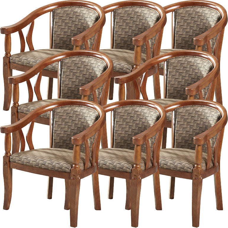 Modern Simple Arm Chair Wooden Frame Arm Dining Chair for Dining Room Wood 8 Piece Set Clearhalo 'Dining Chairs' 'Dining Tables & Seating' 'dining_chair' 'furn' 'furn_dining_chair' 'Furniture' 'Kitchen & Dining Furniture' 7536848