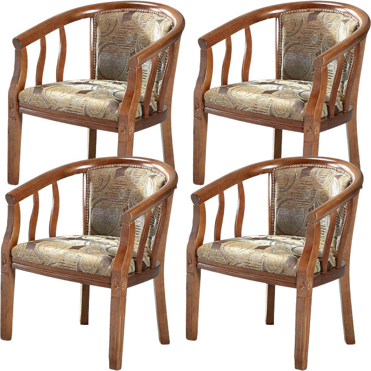 Modern Simple Arm Chair Wooden Frame Arm Dining Chair for Dining Room Dark Brown 4 Piece Set Clearhalo 'Dining Chairs' 'Dining Tables & Seating' 'dining_chair' 'furn' 'furn_dining_chair' 'Furniture' 'Kitchen & Dining Furniture' 7536862