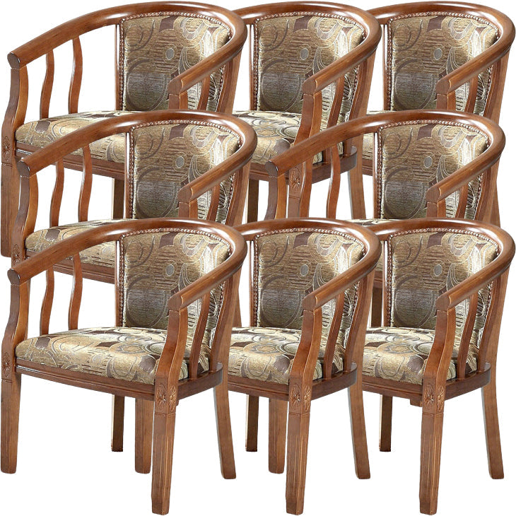 Modern Simple Arm Chair Wooden Frame Arm Dining Chair for Dining Room Dark Brown 8 Piece Set Clearhalo 'Dining Chairs' 'Dining Tables & Seating' 'dining_chair' 'furn' 'furn_dining_chair' 'Furniture' 'Kitchen & Dining Furniture' 7536864