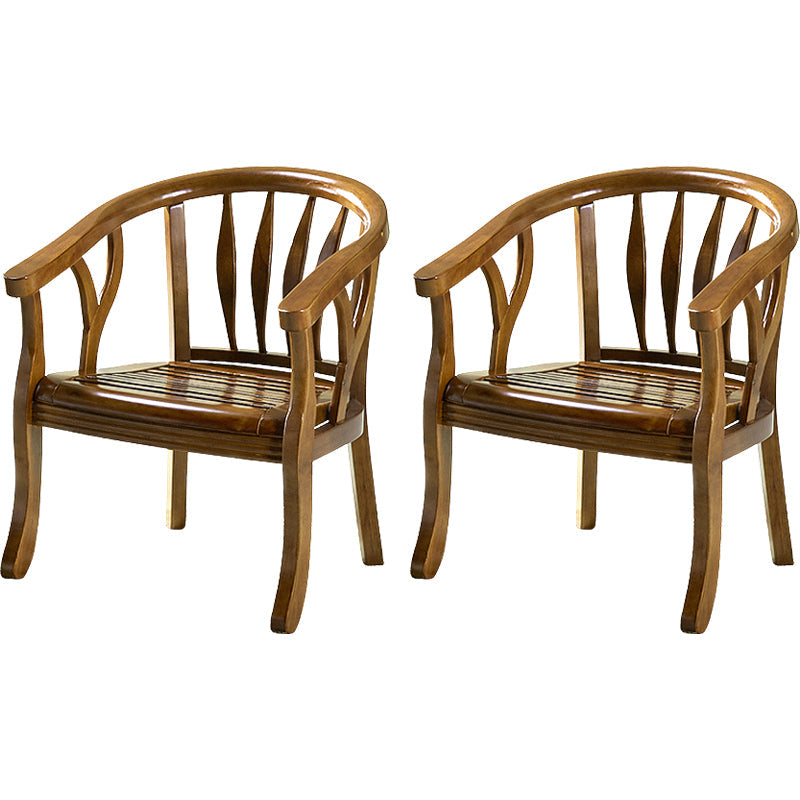 Modern Simple Arm Chair Wooden Frame Arm Dining Chair for Dining Room Brown-Khaki 2 Piece Set Clearhalo 'Dining Chairs' 'Dining Tables & Seating' 'dining_chair' 'furn' 'furn_dining_chair' 'Furniture' 'Kitchen & Dining Furniture' 7536866