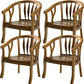 Modern Simple Arm Chair Wooden Frame Arm Dining Chair for Dining Room Brown-Khaki 4 Piece Set Clearhalo 'Dining Chairs' 'Dining Tables & Seating' 'dining_chair' 'furn' 'furn_dining_chair' 'Furniture' 'Kitchen & Dining Furniture' 7536867