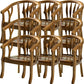 Modern Simple Arm Chair Wooden Frame Arm Dining Chair for Dining Room Brown-Khaki 8 Piece Set Clearhalo 'Dining Chairs' 'Dining Tables & Seating' 'dining_chair' 'furn' 'furn_dining_chair' 'Furniture' 'Kitchen & Dining Furniture' 7536869
